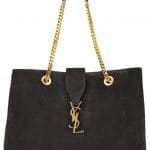 Saint Laurent Black Suede Classic Monogram Shopping Tote Bag