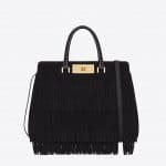 Saint Laurent Black Suede Fringed Trois Clous Medium Bag