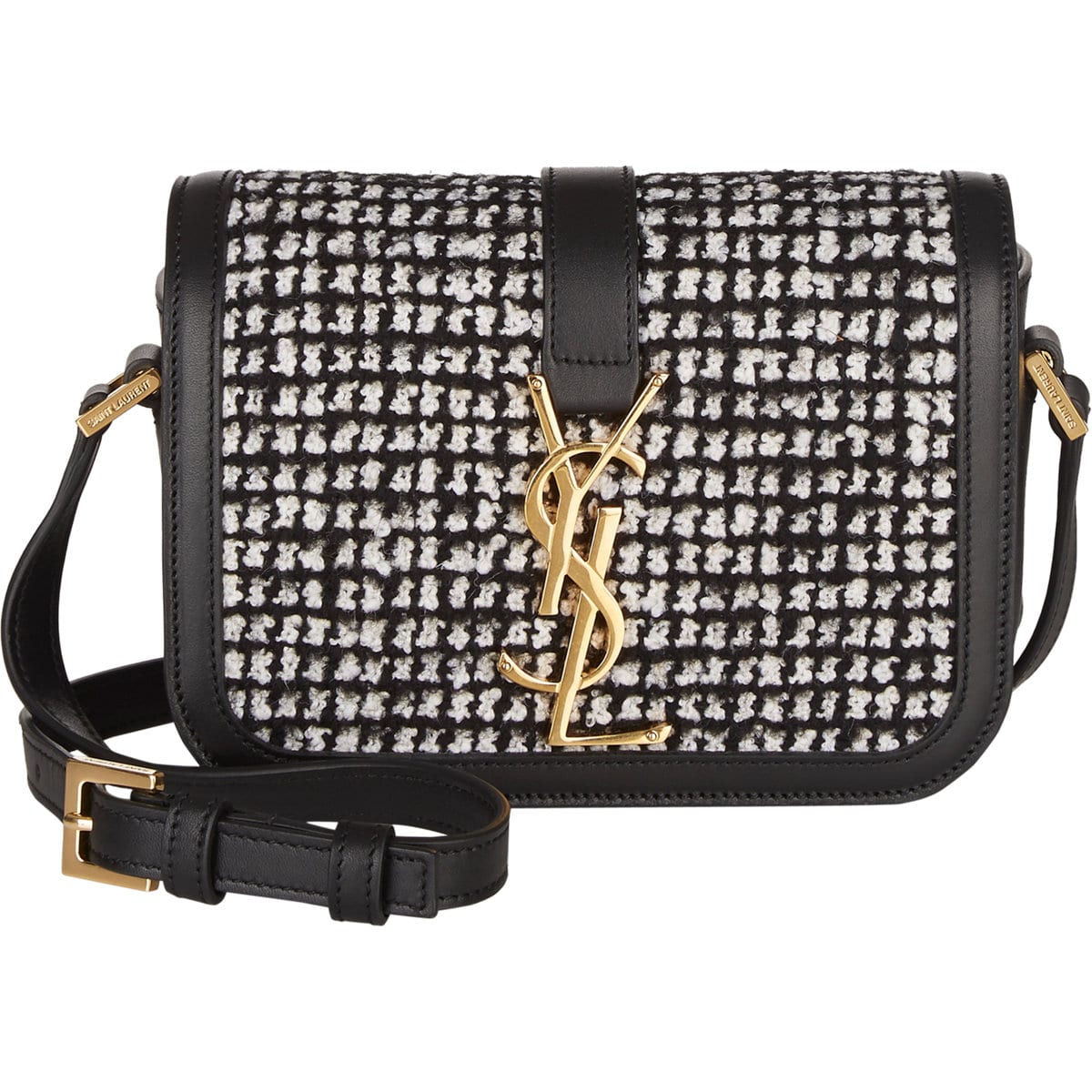 Saint Laurent Black/White Tweed Universite Small Bag