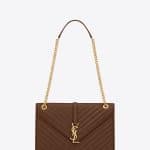 Saint Laurent Brown Matelasse Classic Monogram Satchel Large Bag - Cruise 2015