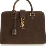 Saint Laurent Brown Suede Monogramme Cabas Bag