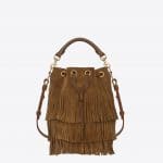 Saint Laurent Ocher Suede/Leather Fringed Emmanuelle Bucket Bag