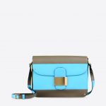 Valentino Azure/Khaki Rivet Colorblock Shoulder Bag