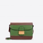 Valentino Brown/Green Rivet Colorblock Shoulder Bag
