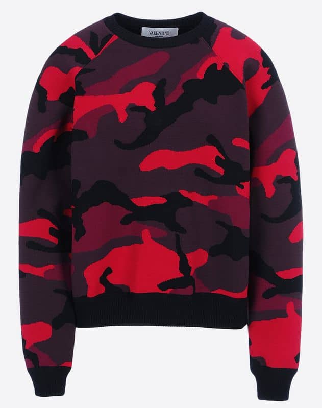 Valentino Red and Rubin Camouflage Knit