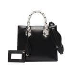 Balenciaga Black with White Snakeskin Handles Padlock Nude Mini All Afternoon Bag