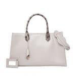 Balenciaga Light Grey with Taupe Grey Snakeskin Handles Padlock Nude Work S Bag