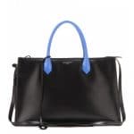 Balenciaga Noir with Blue Snakeskin Handles Padlock Nude Work S Bag