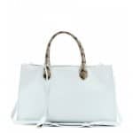 Balenciaga Vert Gris with Ciel Snakeskin Handles Padlock Nude Work S Bag