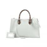 Balenciaga Vert Gris with Ciel Snakeskin Handles Padlock Nude Work XS Bag