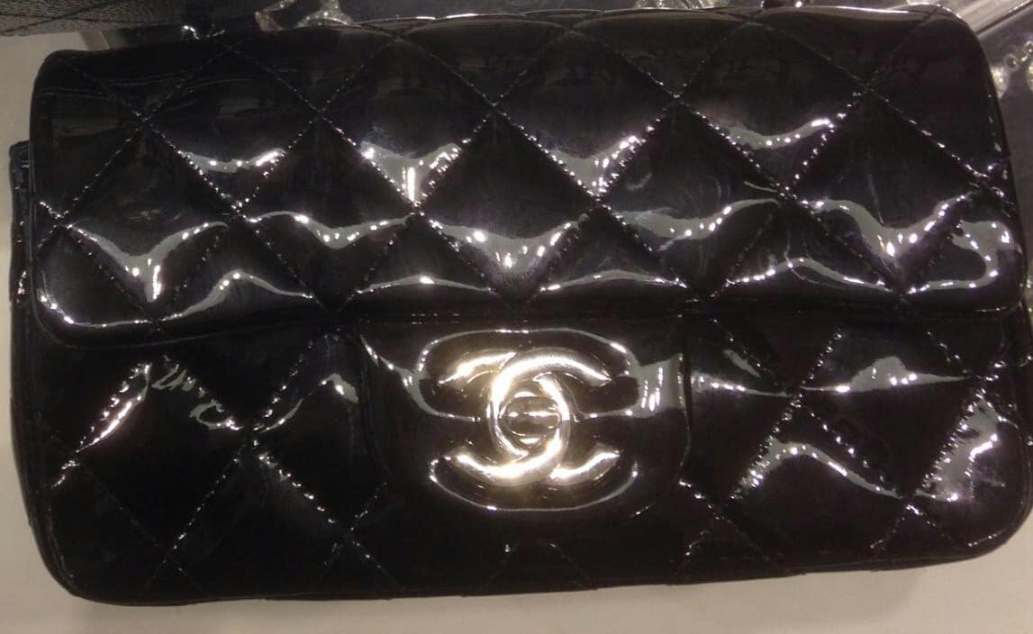 Chanel Black Extra Mini Patent Classic Flap Bag