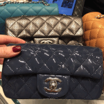 Chanel Indigo Patent Classic Flap Extra MIni Bag