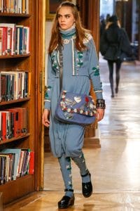 Chanel Light Blue Floral/Heart Embellished Messenger Bag - Pre-Fall 2015 Runway