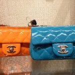 Chanel Orange/Turquoise Patent Classic Flap Extra Mini Bags