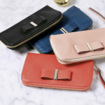 Chloe Black/Factory Blue/Terracota Pink/Coral Pop Bow Long Zipped Wallets