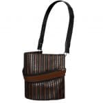 Givenchy Black/Brown Eco-Leather Striped Postino Flat Satchel Bag - Spring 2015
