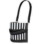 Givenchy Black/White Striped and Studded Postino Flat Satchel Bag - Spring 2015