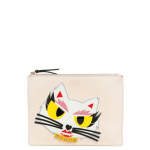Karl Lagerfeld Cream Monster Choupette Coated Canvas Pouch