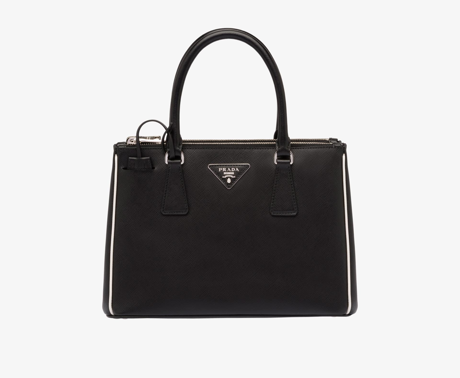 Prada Black/White Saffiano Leather Tote Bag
