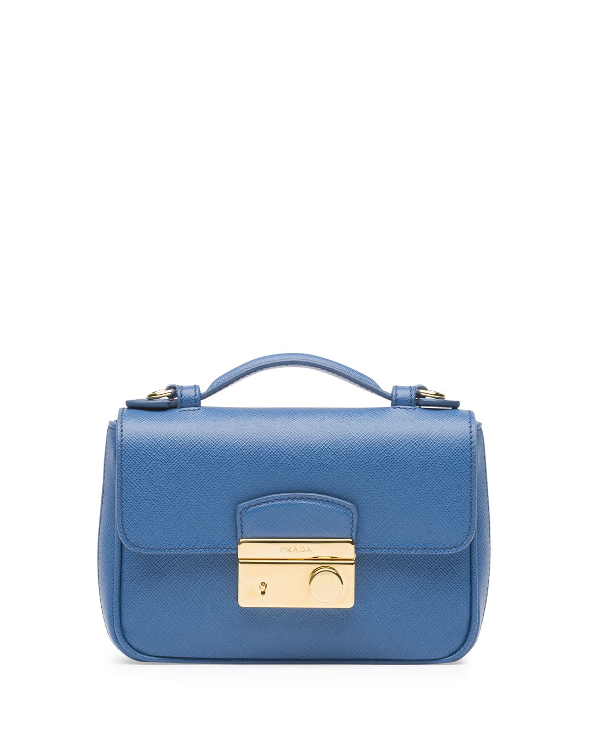 Prada Mini Saffiano Promenade Bag - Blue Mini Bags, Handbags