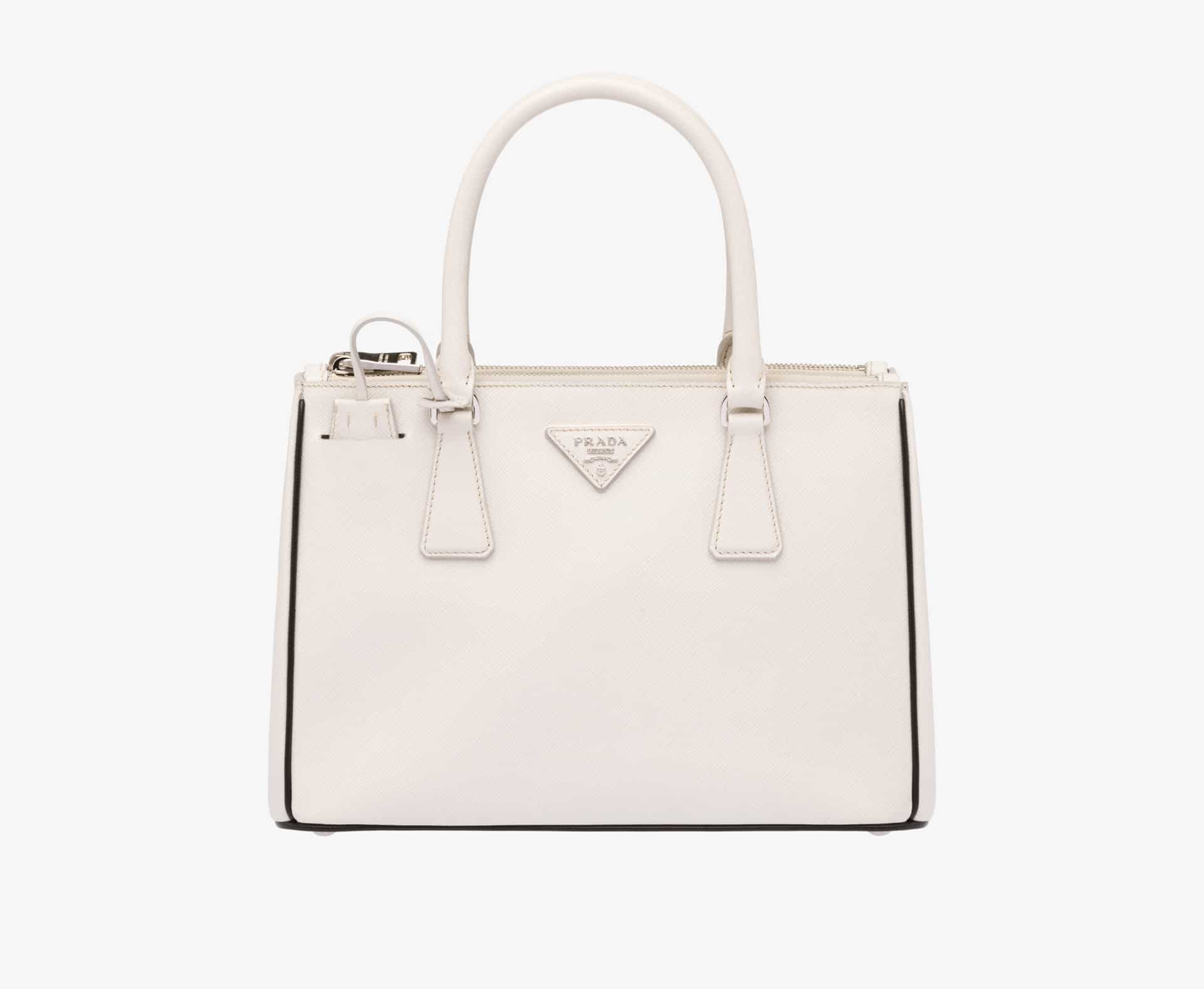Prada White/Black Saffiano Leather Tote Bag