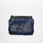 Proenza Schouler Black/Blue Nappa Leather and Glycine Fringe Leather Clutch Bag