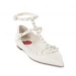 Valentino White Rockstud Caged Ballet Flats