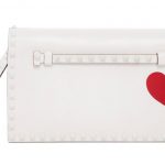 Valentino White with Heart Rockstud Clutch Bag