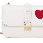 Valentino White with Heart Rockstud Flap Bag