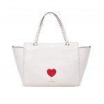 Valentino White with Heart Rockstud Tote Bag