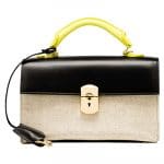 Balenciaga Black/Yellow Leather/Canvas Padlock Any Time Bag