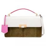 Balenciaga Khaki/White/Pink Python:Leather Le Dix Bag