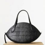 Celine Black Stamped Crocodile Curved Large Handbag