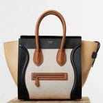 Celine Black/Tan/Beige Textile:Calfskin Mini Luggage Bag