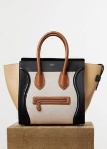 Celine Black/Tan/Beige Textile:Calfskin Mini Luggage Bag