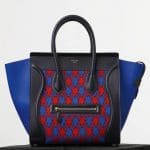Celine Electric Blue/Red/Black Diamond Jacquard Mini Luggage Bag