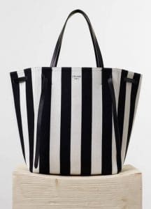 Celine Natural/Black Stripes Textile Cabas Phantom Medium Bag