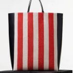 Celine Natural/Red/Black Stripes Textile Vertical Cabas Bag
