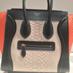 Celine White/Black/Orange Python Mini Luggage Bag - Spring 2015