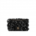 Chanel Black Camellia Embellished Flap Mini Bag - Spring 2015 Act 1