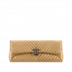 Chanel Gold Chevron Evening Clutch Bag - Spring 2015 Act 1