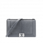Chanel Grey Python Boy Flap New Medium Bag - Spring 2015 Act 1