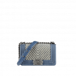 Chanel Grey/Denim Chevron Boy Flap Bag - Spring 2015 Act 1