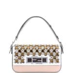 Fendi White/Pink/Gray Jeweled 3Baguette Bag