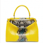Fendi Yellow Multicolor Python Peekaboo Large Bag