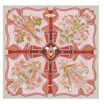 Hermes Bouquets Sellier Silk Twill Scarf 90