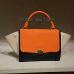 Celine Tricolor Neon Orange Mini Trapeze Bag