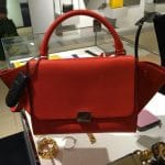 Celine Red Pebbled Leather Mini Trapeze Bag