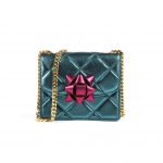 Marc Jacobs Turquoise/Fuchsia Quilted Metallic Party Bow Trouble Mini Bag