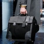 Prada Black/Grey Checkered Nylon/Leather Large Briefcase Bag